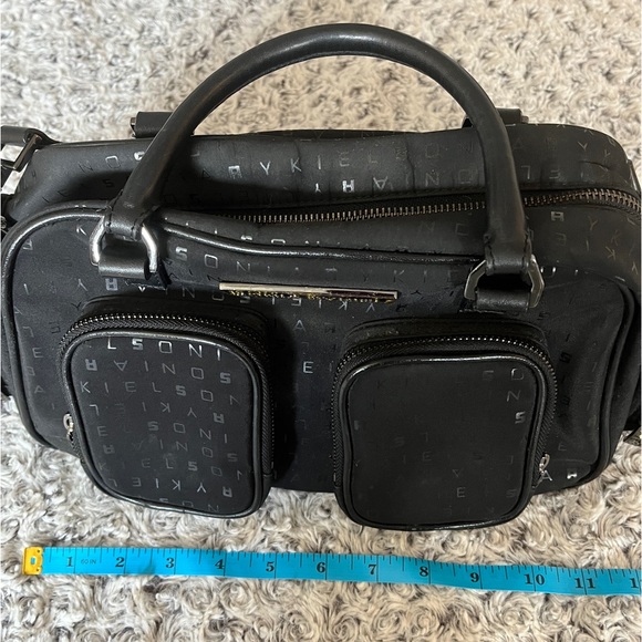 SONIA RYKIEL Signature Monogram Bag Satchel Logo Leather Hand Purse Crossbody xo - Picture 17 of 17